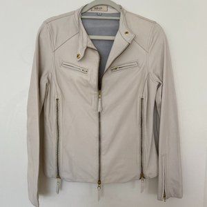 Vintage Leather Moto Jacket with Gold Hardware